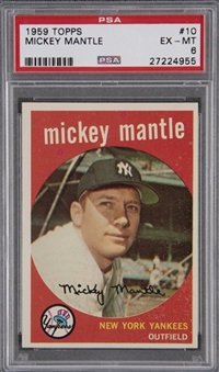 1959 Topps #10 Mickey Mantle – PSA EX-MT 6
